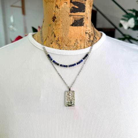 The Star Double Tarot Necklace with Lapis Lazuli