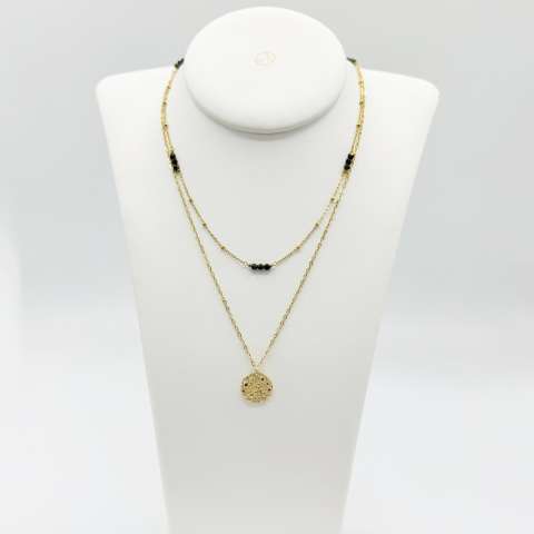 Collana doppia Zodiac segno Capricorno con Ossidiana