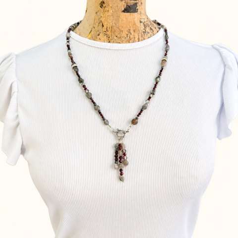 Collana Granato e Labradorite con Pendenti Rimovibili | SabrinaBi