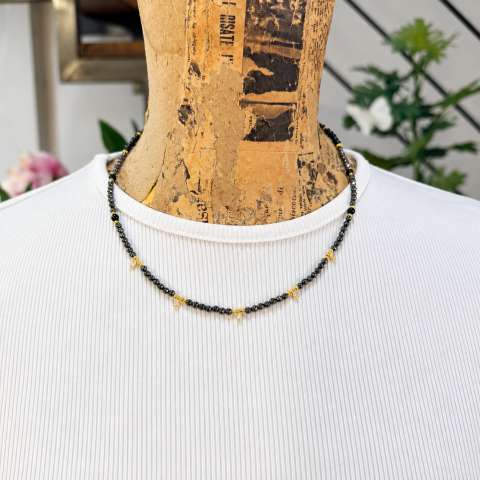 Collana Notte Dorata con Ematite e Ossidiana Nera