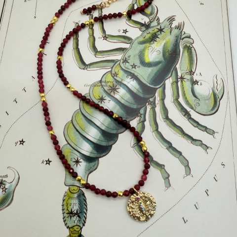 Collana Zodiac Scorpione con Rubini