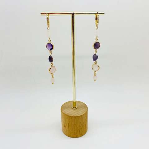 Pink and Purple long drop earrings