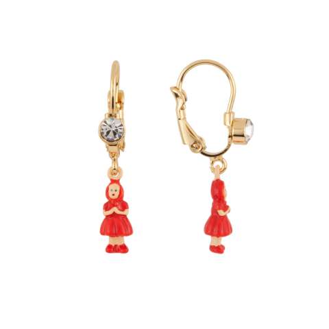 Miniature Little Red Riding Hood drop earrings