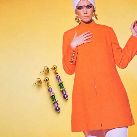 Violet Garden Earrings – Amethyst & Green Jade